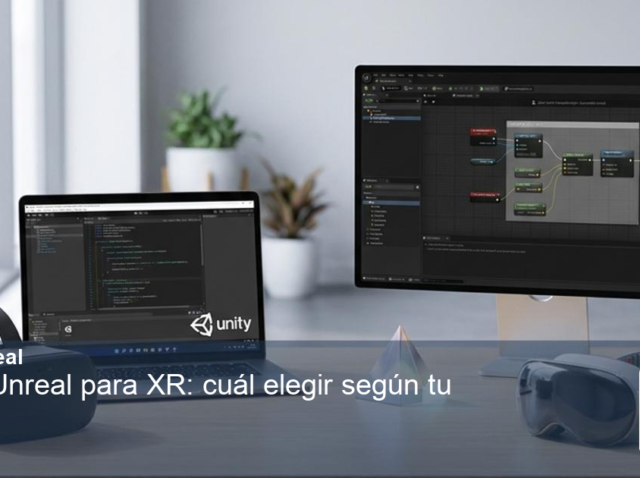 Una imagen ilustrando Unity vs Unreal para XR: cuál elegir según tu proyecto