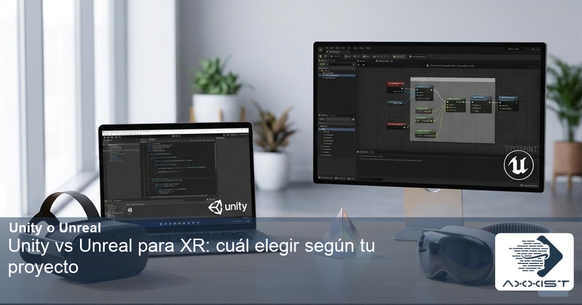 Unity vs Unreal para XR: cuál elegir según tu proyecto Una imagen ilustrando Unity vs Unreal para XR: cuál elegir según tu proyecto