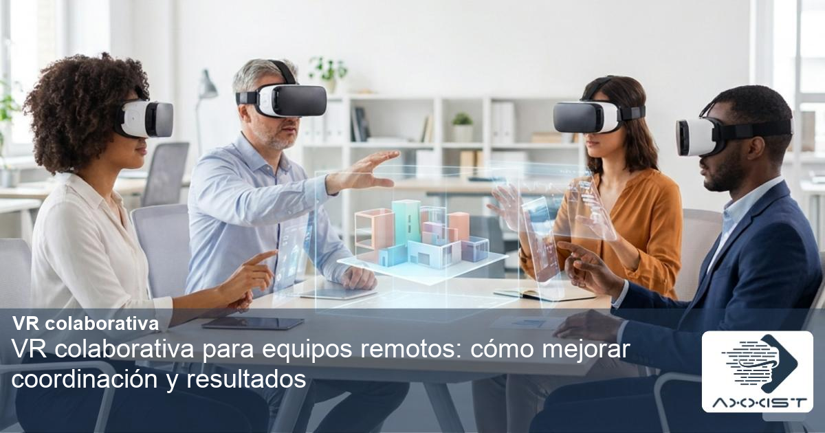 Una imagen ilustrando VR colaborativa para equipos remotos: cómo mejorar coordinación y resultados